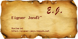 Eigner Jenő névjegykártya